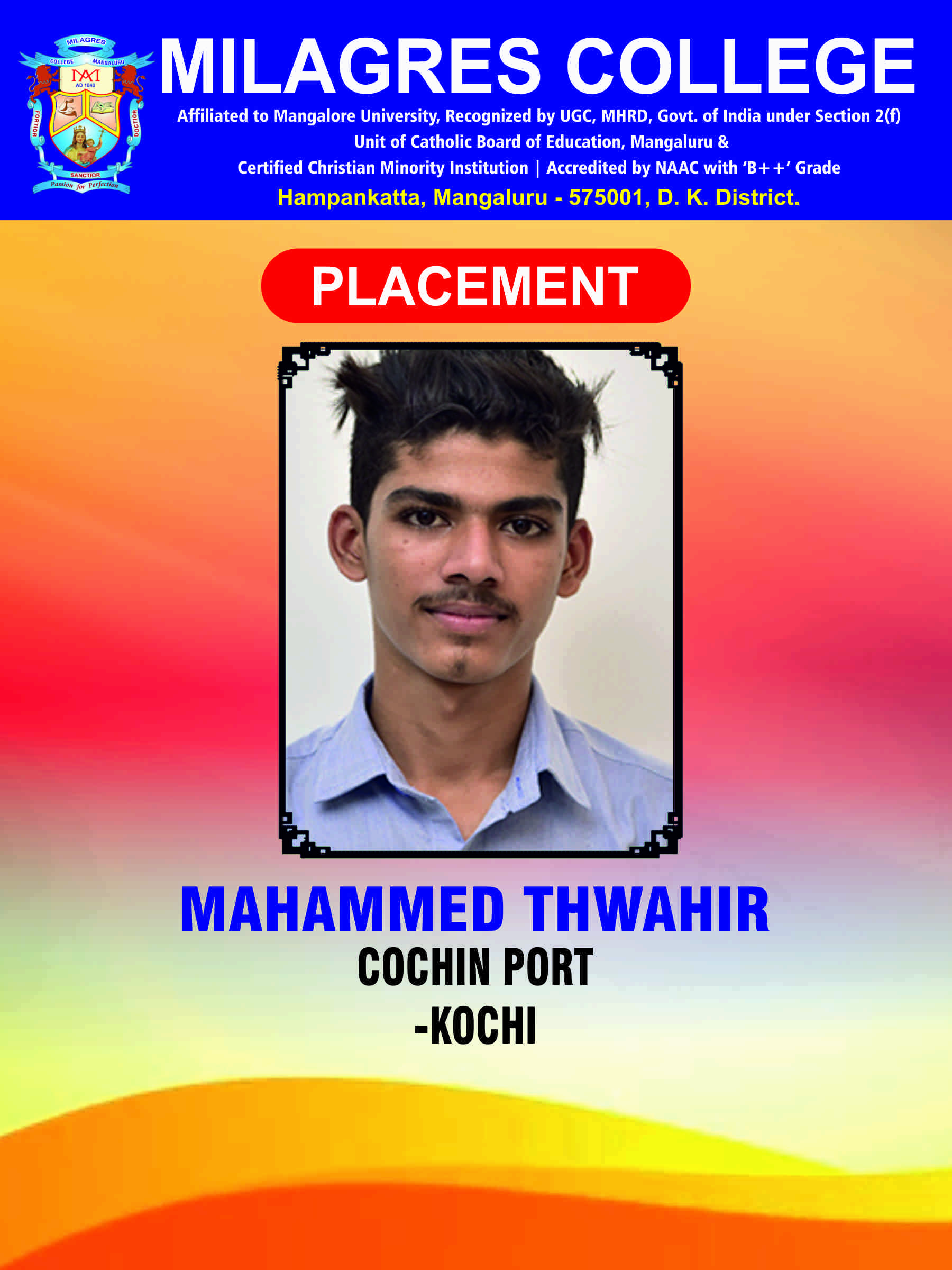 Successfully placed student